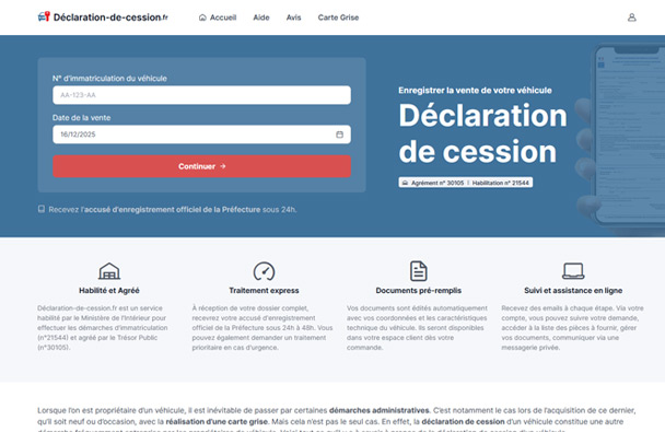 Déclaration de cession
